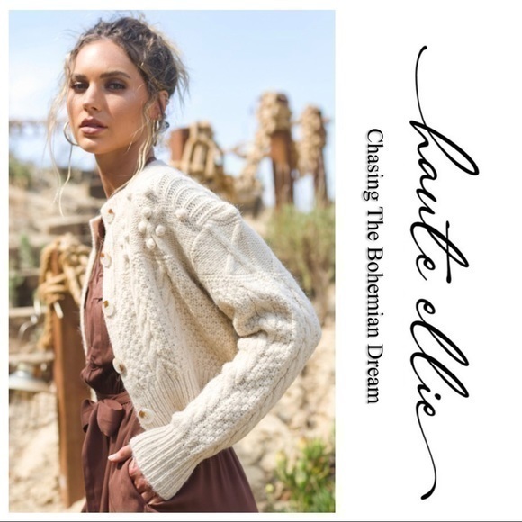 Cream’e Bubble/Cable Knit Detail Cardigan Sweater - Picture 2 of 8